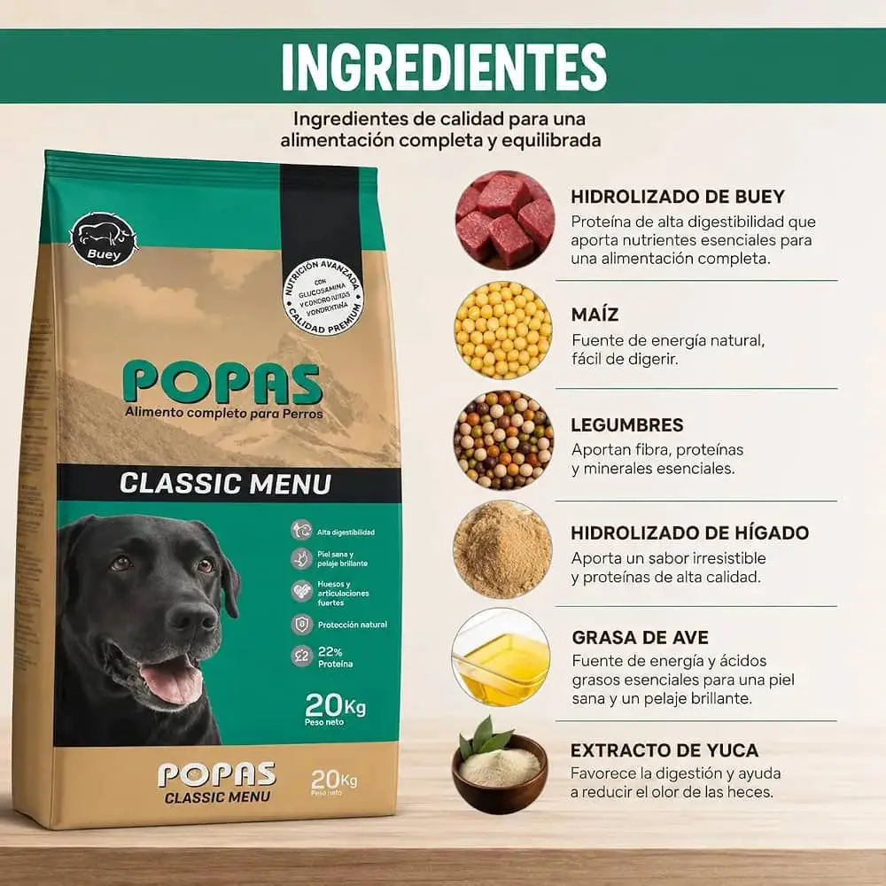 Pienso Popas sabor res perros adultos por libras — imagen 2