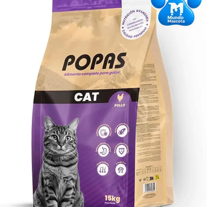 Pienso Popas para gatos adultos sabor pollo y pescado — imagen 1