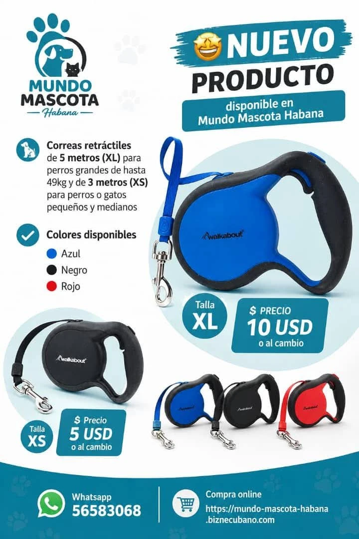 Correa retráctil XL para perros de hasta 49kg's foto | Mundo Mascota Habana |  BizneCubano