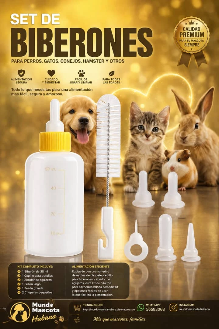 Kit de biberón y tetinas para mascotas's foto | Mundo Mascota Habana |  BizneCubano