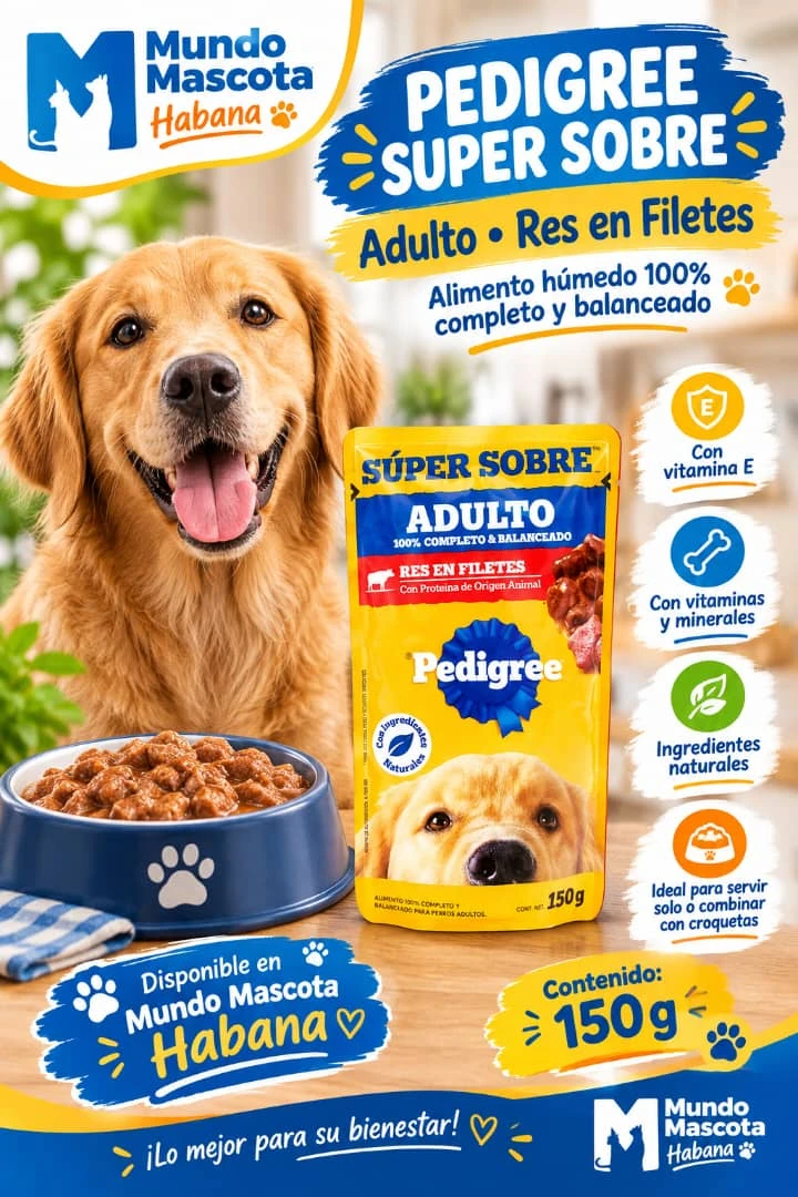 Pedigree Súper Sobre Adulto sabor Res en Filetes 150 g's foto | Mundo Mascota Habana |  BizneCubano