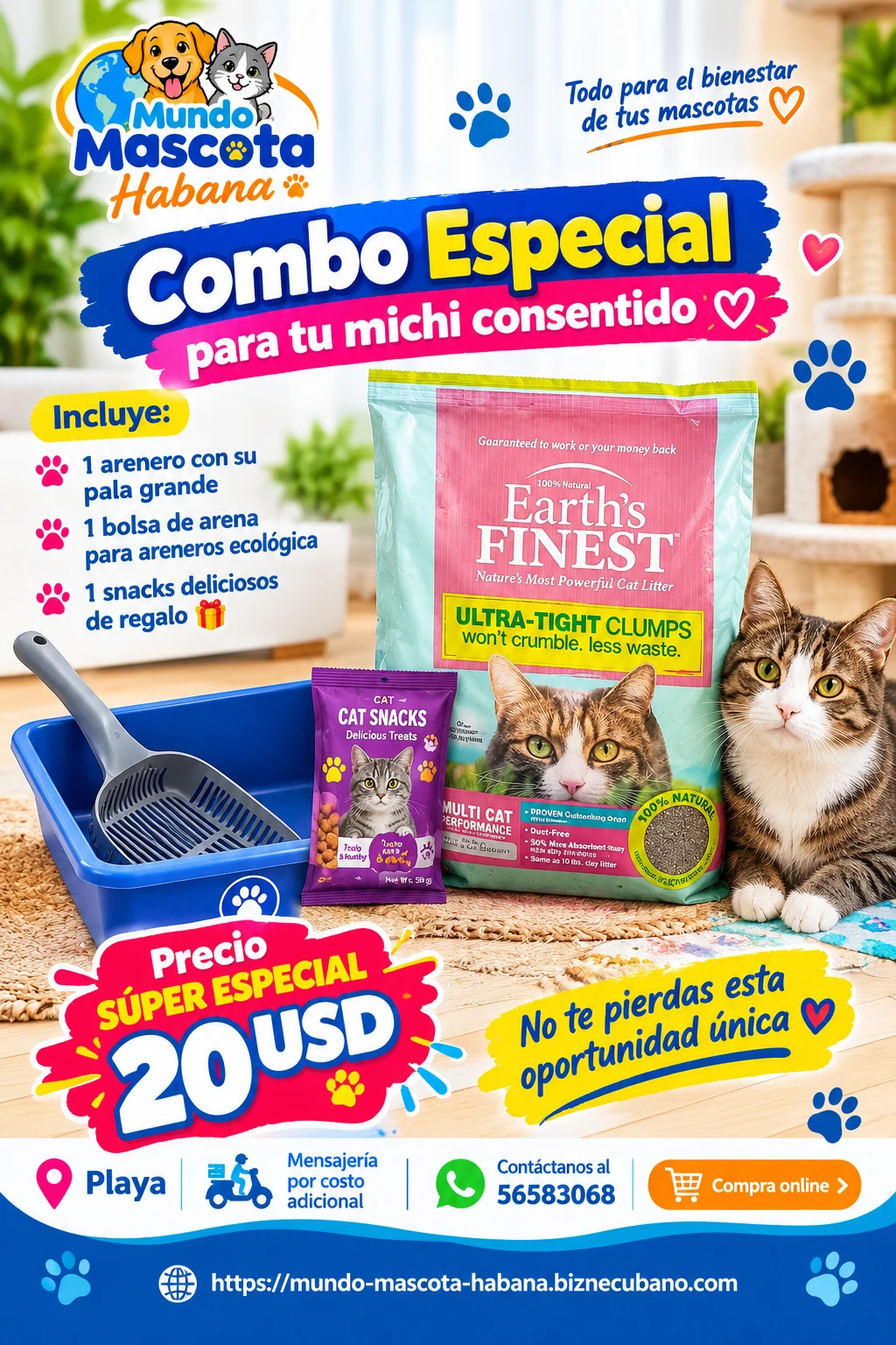 Combo de aseo para gatos's foto | Mundo Mascota Habana |  BizneCubano