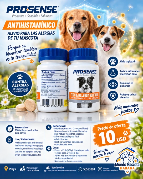 Prosence Antihistaminico para perros 100 tabletas's foto | Mundo Mascota Habana |  BizneCubano