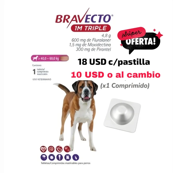 Bravecto 1M Triple 40-60kg en REBAJA's foto | Mundo Mascota Habana |  BizneCubano