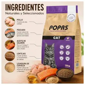 Pienso Popas para gatos adultos sabor pollo y pescado miniatura 2