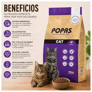 Pienso Popas para gatos adultos sabor pollo y pescado miniatura 3